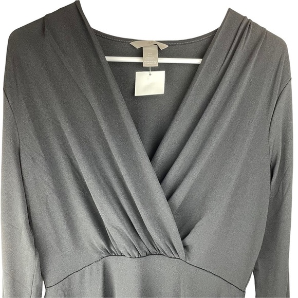 LONG sleeve v-neck midi dress - Picture 3 of 9